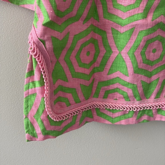 Sail to Sable 100% Linen V Neck Trim Embroidered Tunic Long Sleeve Pink Size XS - Picture 7 of 11